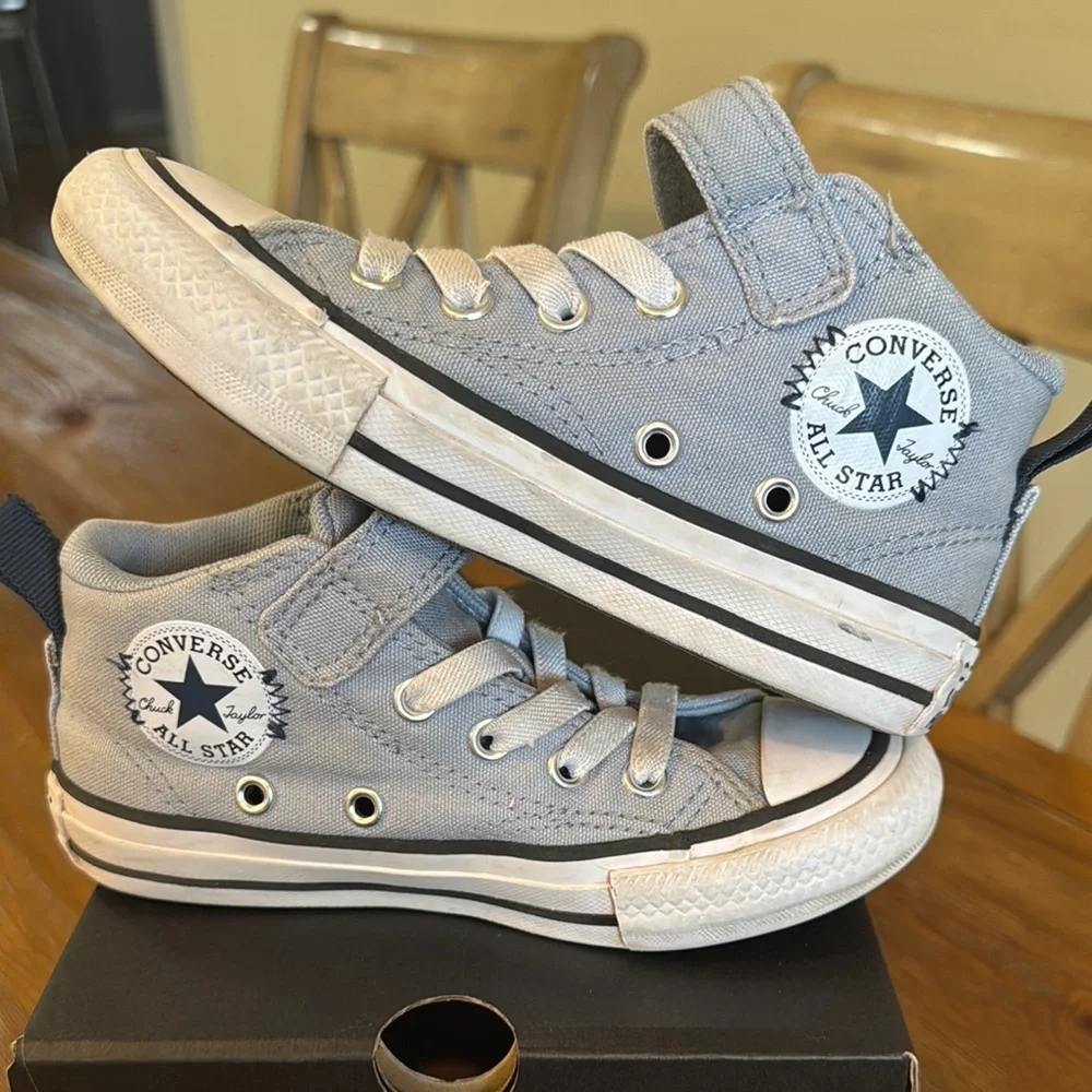 Converse Unisex Kids High-Top Sneakers Size 11- Gray Blue Hue - Picture 7 of 9